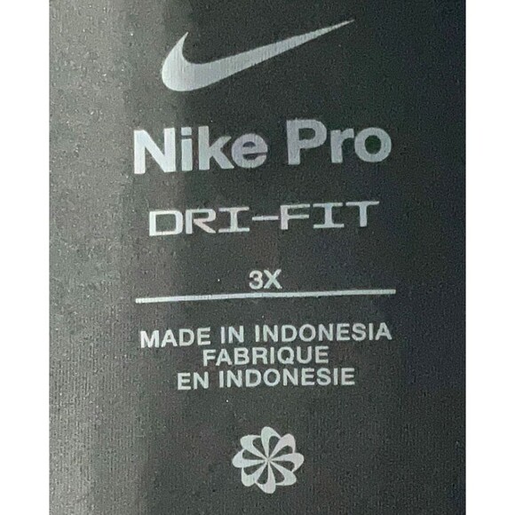 Nike Pro Dri-Fit Women’s 3X Leggings Black Metallic Gold Foil Logo AOP Mid Rise - Picture 9 of 9
